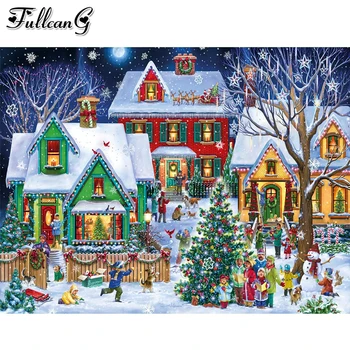 חג שמח 5d Diy יהלום ציור ריינסטון רקמה עץ חג המולד פסיפס לחצות סטיץ ערכת שלג קישוט הבית AA3133
